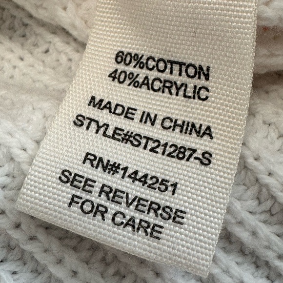Moon & Madison White Cotton Relaxed Cropped LS Sweater 'Summer'  XLarge misses - Picture 7 of 10